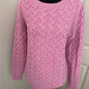 Lands’ End Pink Cable Knit Sweater